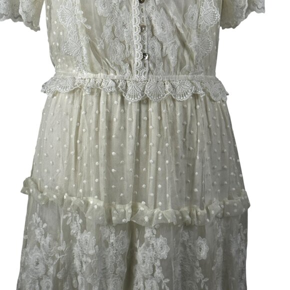 NWOT Carly Jean Los Angeles Ivory Lacy V-Neck Junie Dress Size Medium - Picture 5 of 15